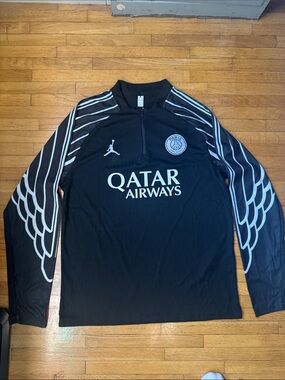 Jordan Black PSG Long Sleeve Pullover with White Wing Detail